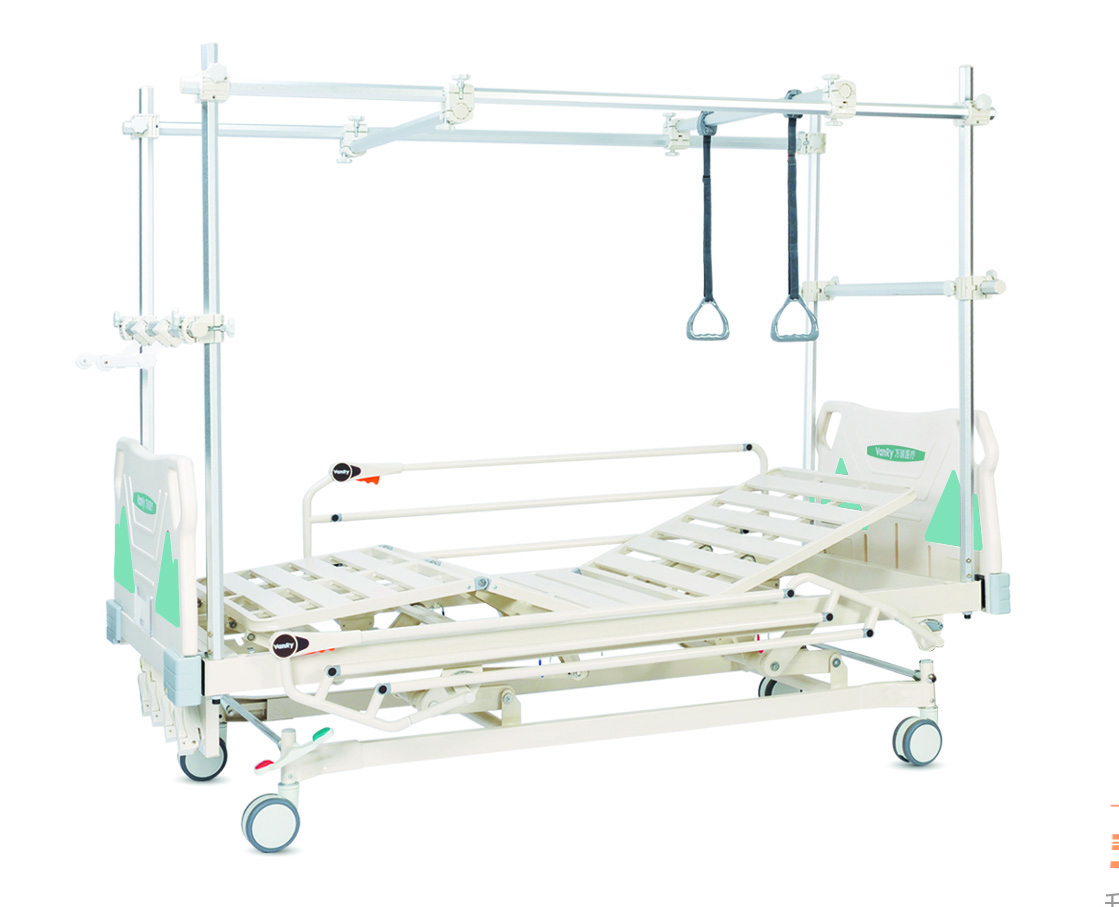 Split leg orthopedic traction bed