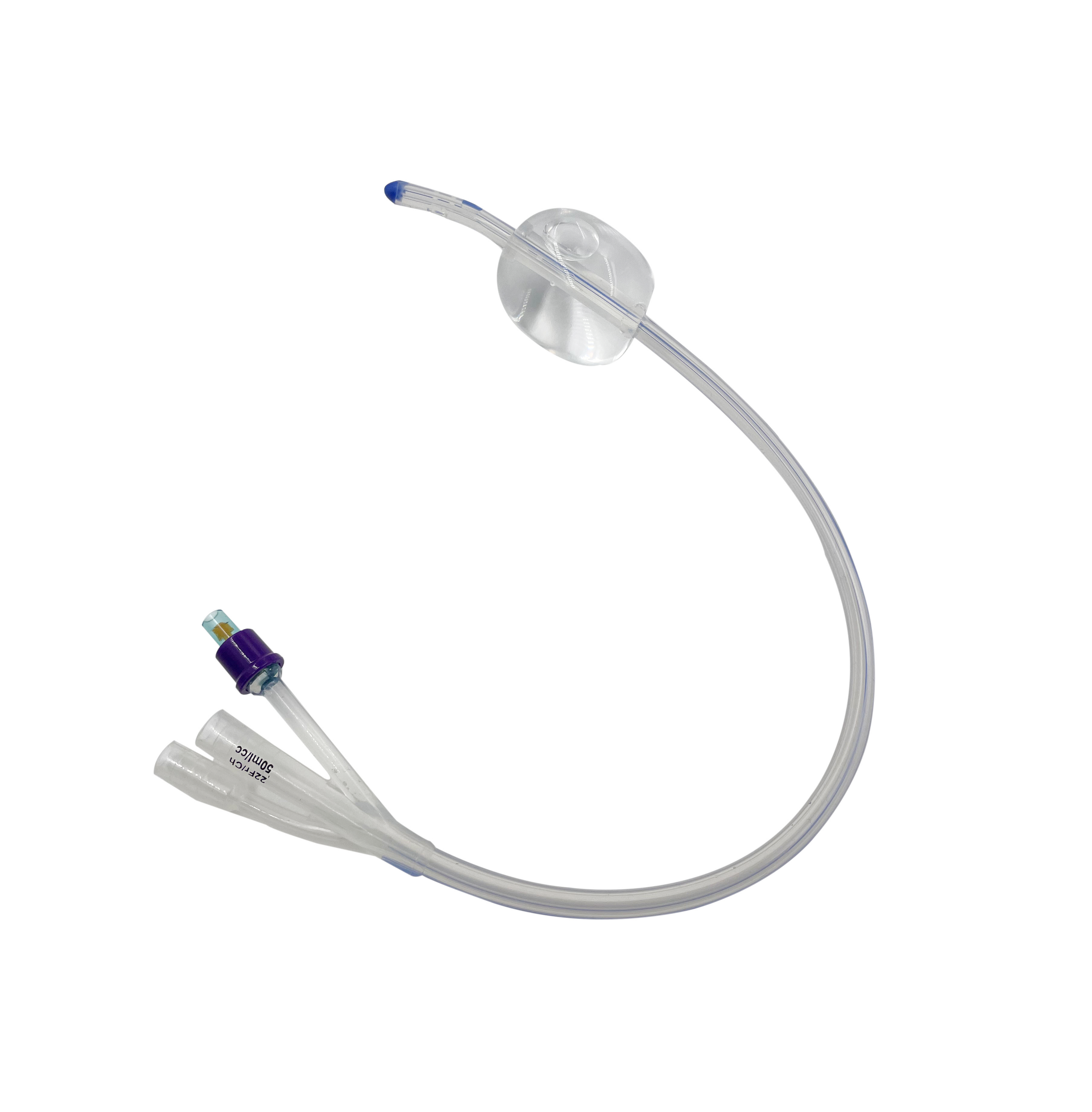Three-chamber elbow silicone catheter